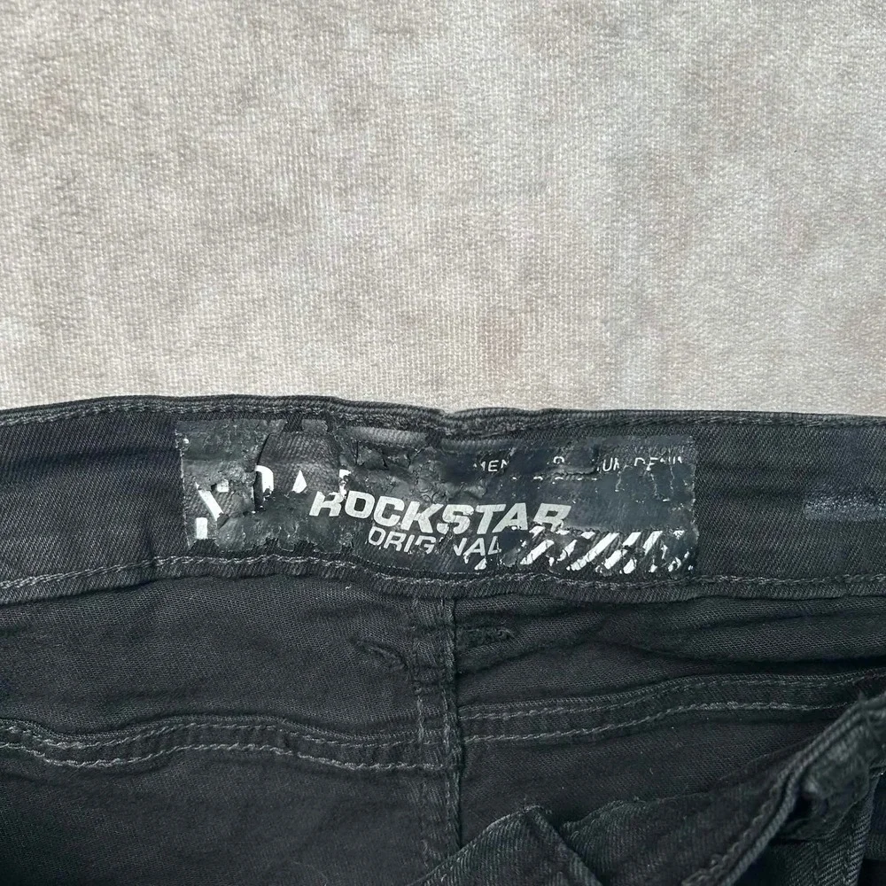 Rockstar Original Mens Black Heavily Distressed Stacked Flare Jeans 38x36
